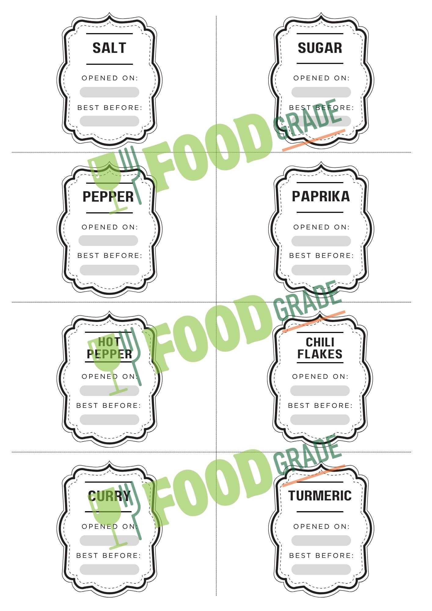 Spices and Pantry Labels