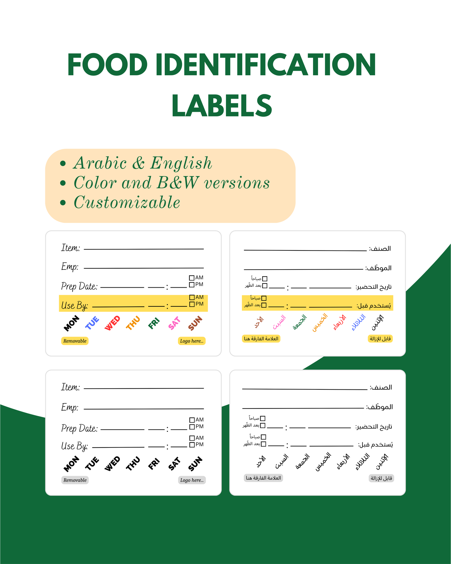 Food Identification Label