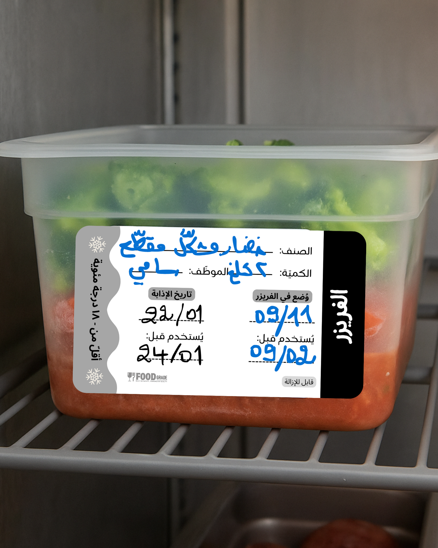 Freezer Food Label