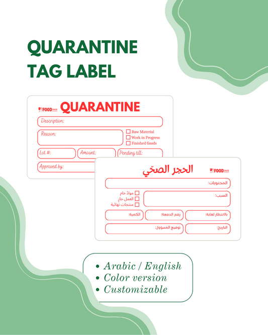 Quarantine Tag Label