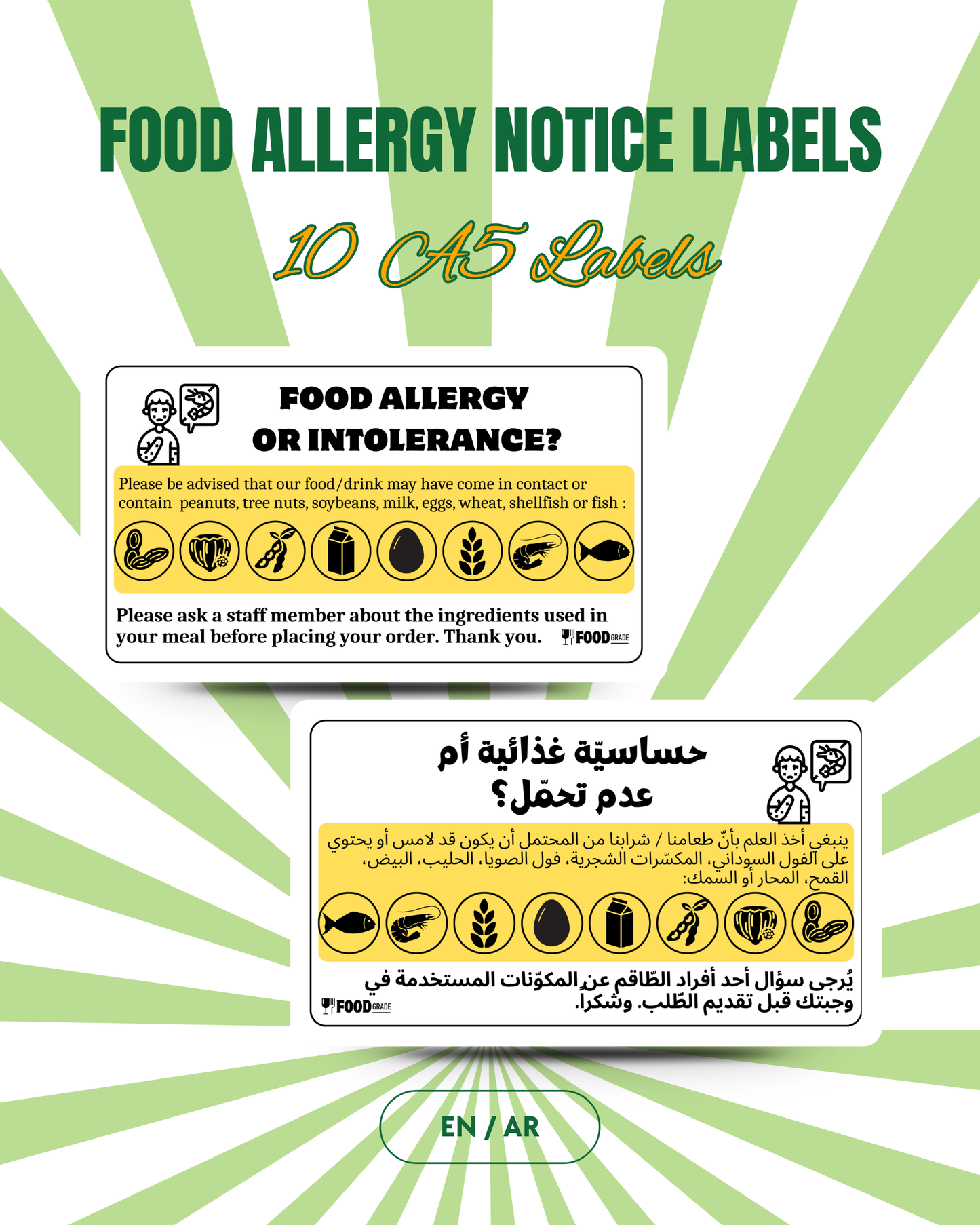 Food Allergy Notice Label Pack