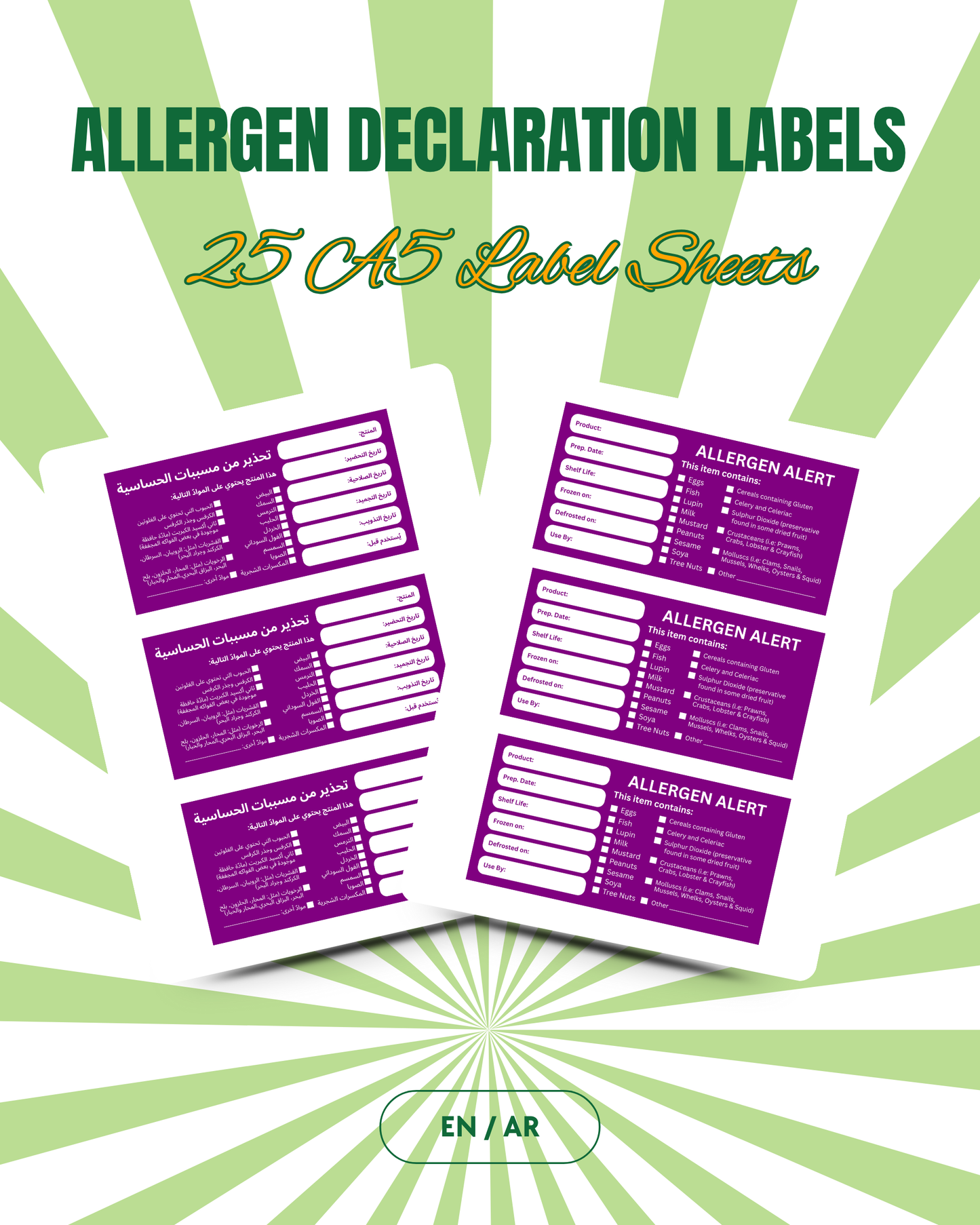 Allergen Declaration Label Pack