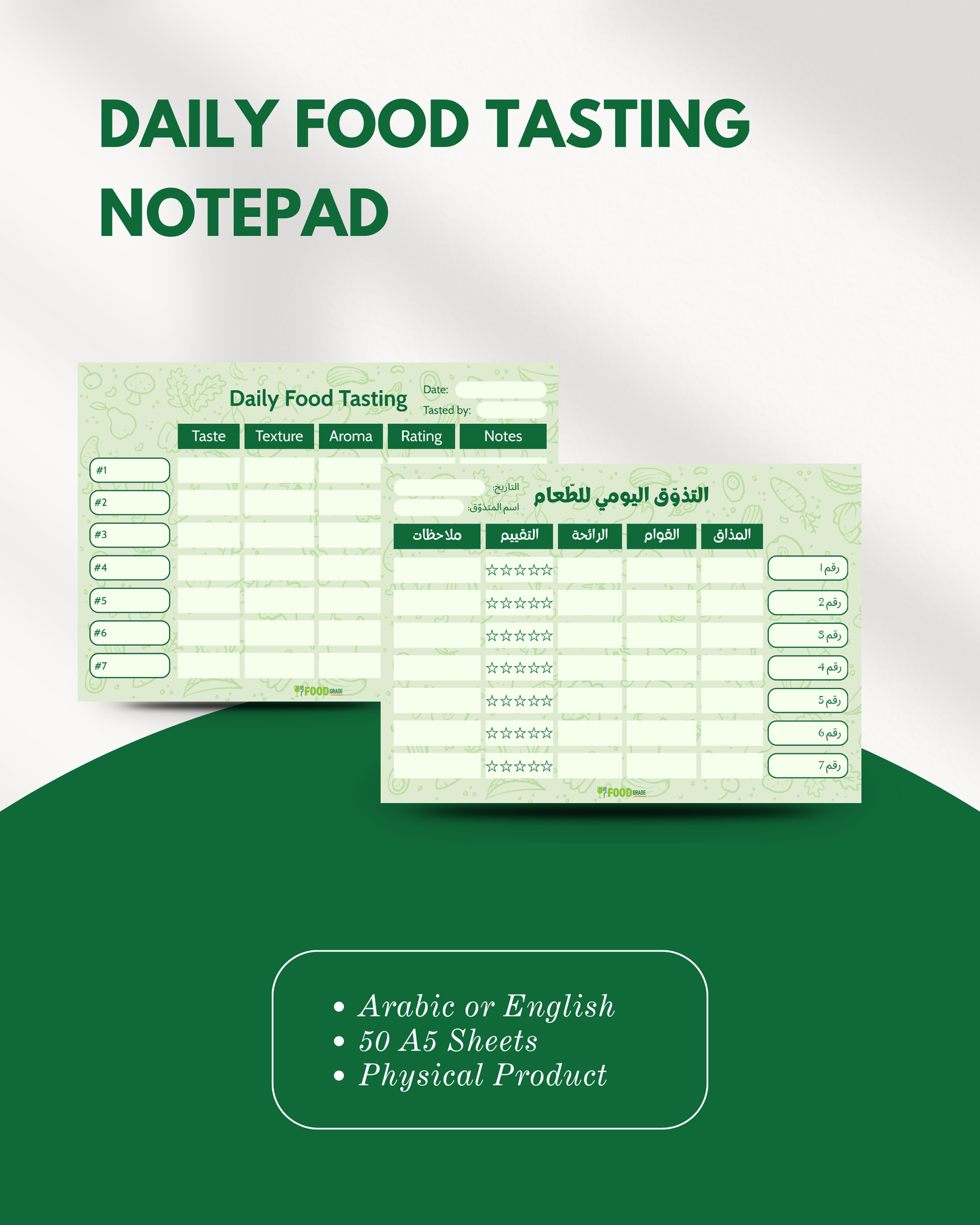 Daily Food Tasting Notepad