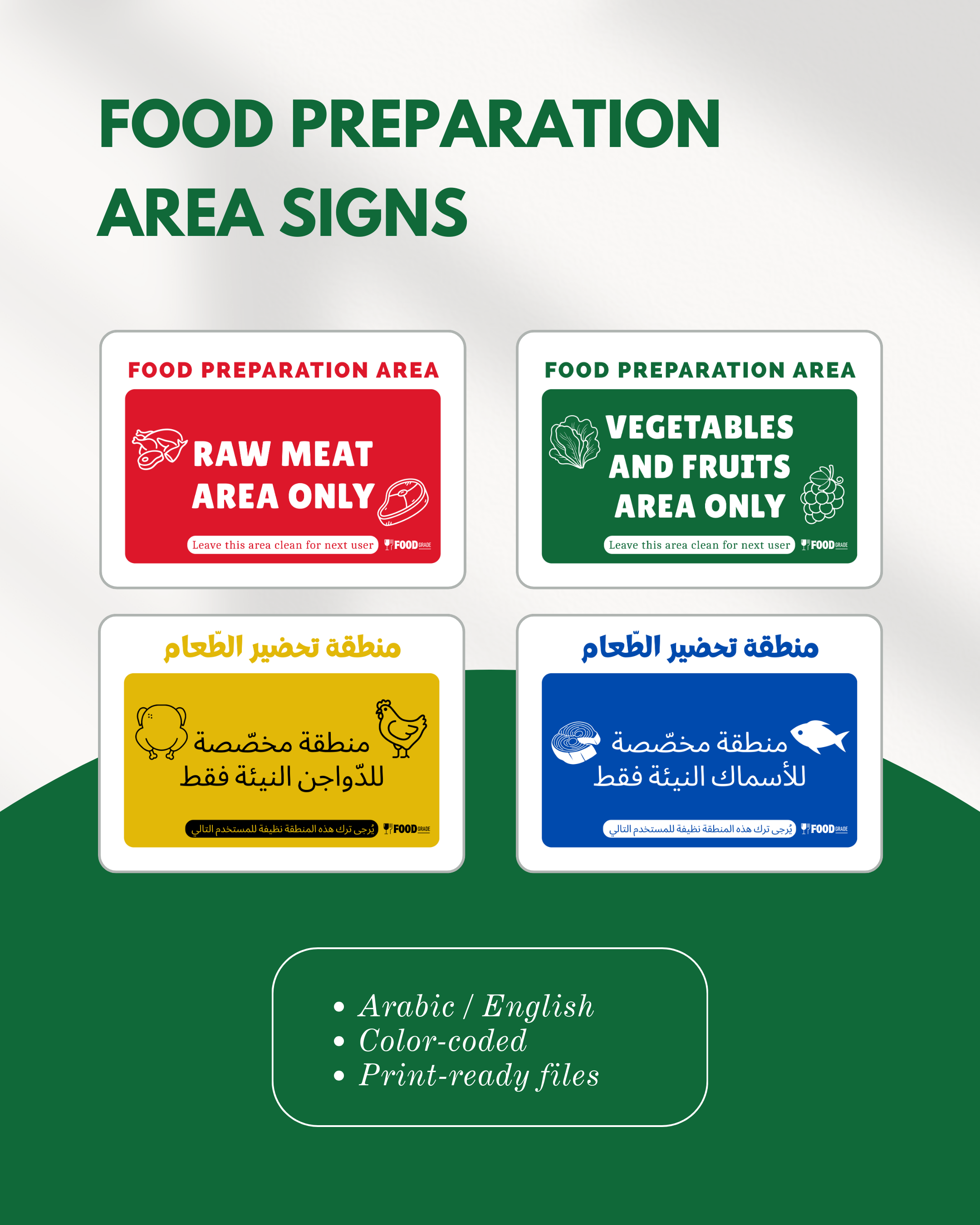 Food Preparation Area Signs – Food Grade