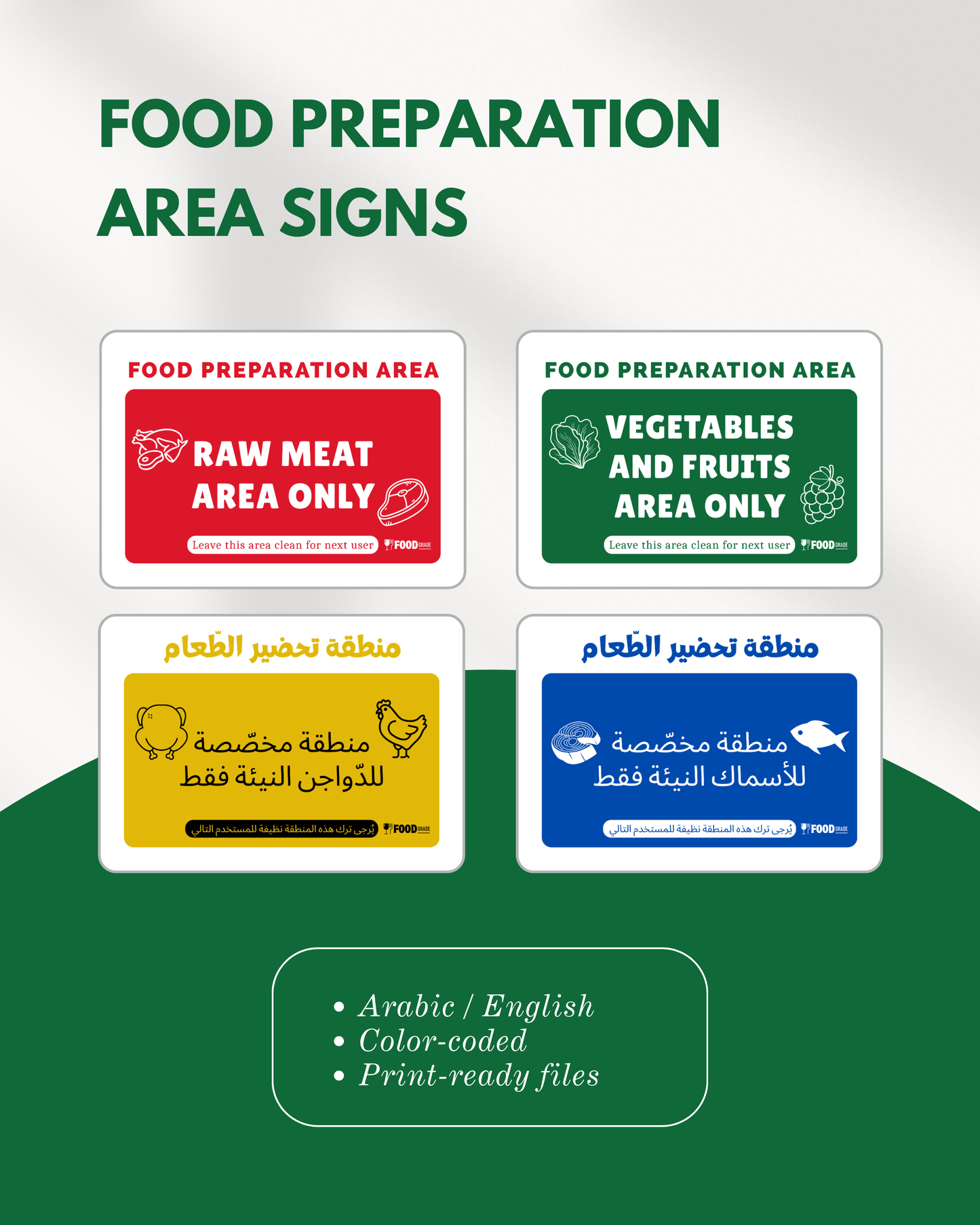 Food Preparation Area Signs